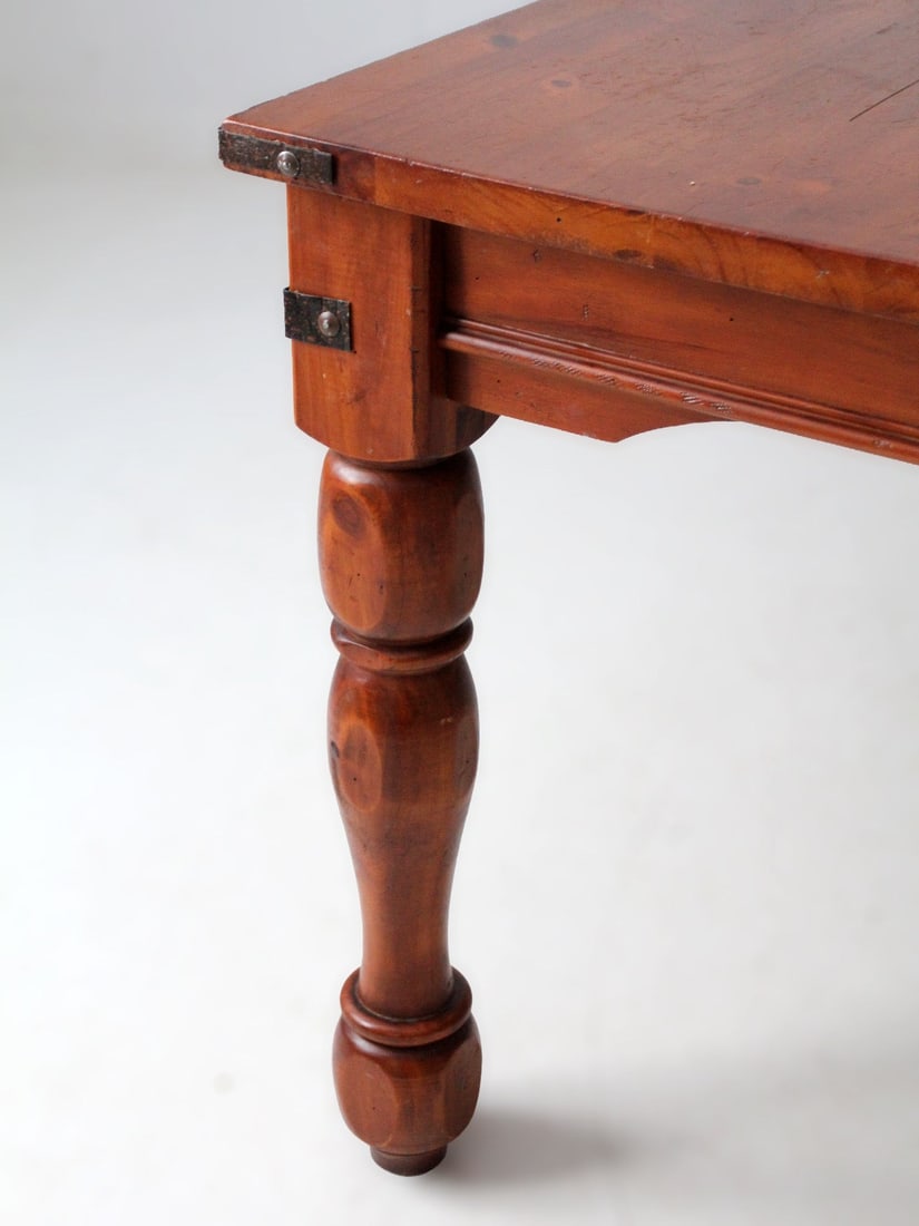 Rectangular Dining Table with Turned Legs and Double End Drawers - 10
