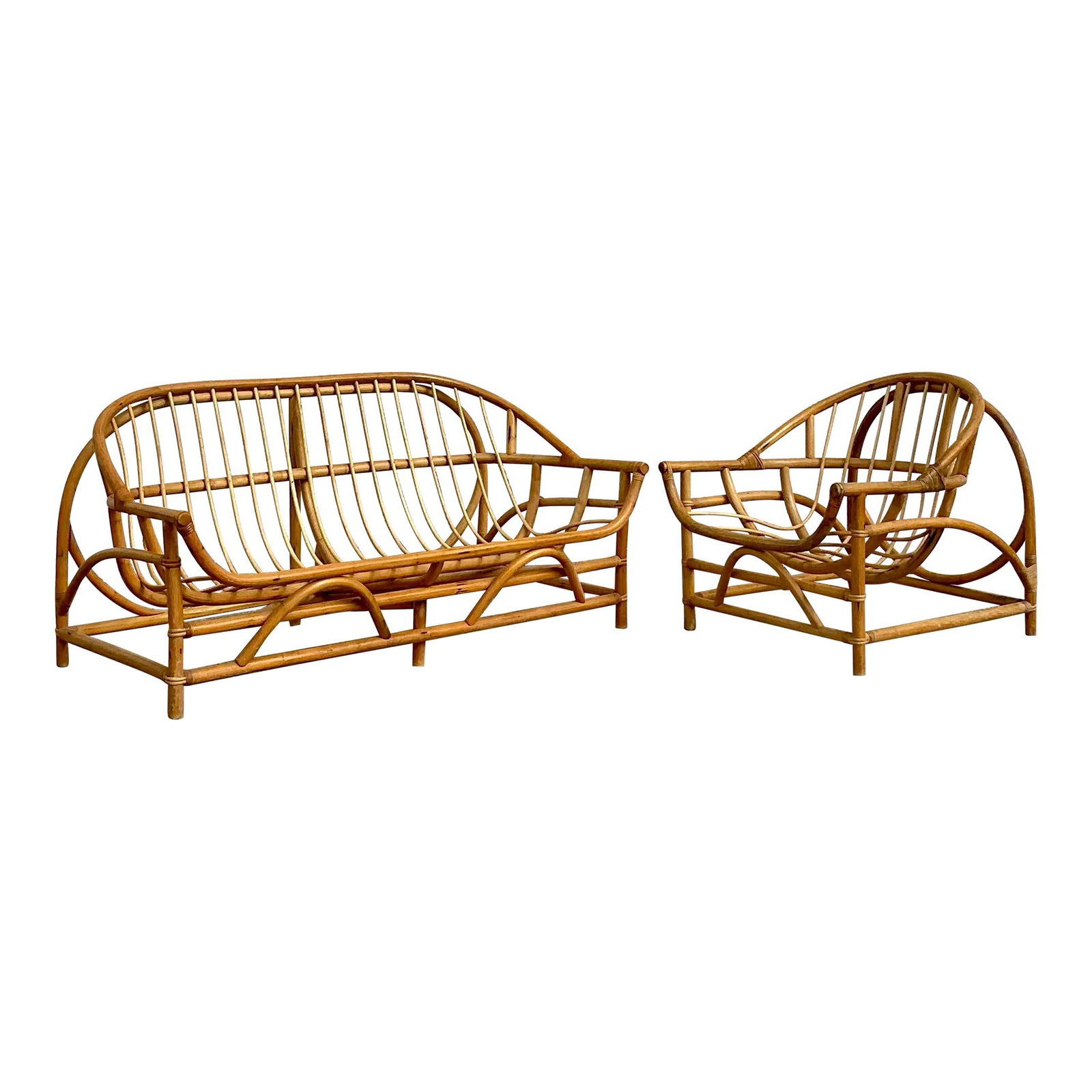 Vintage Coastal Rattan Sofa and Chair Set for Relaxed Decor (1 of 9)