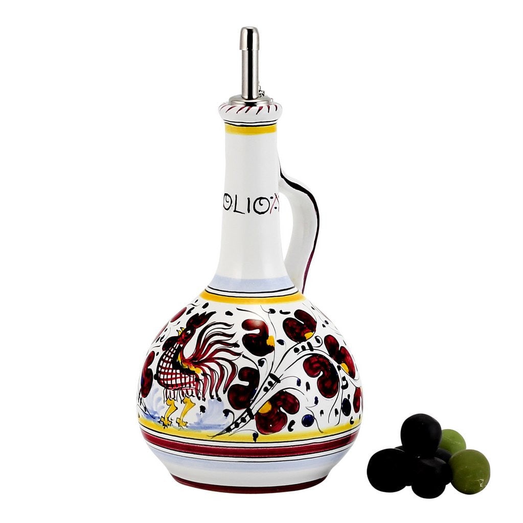 Deluxe Italian Orvieto Red Rooster Ceramic Olive Oil Bottle (1 of 6)