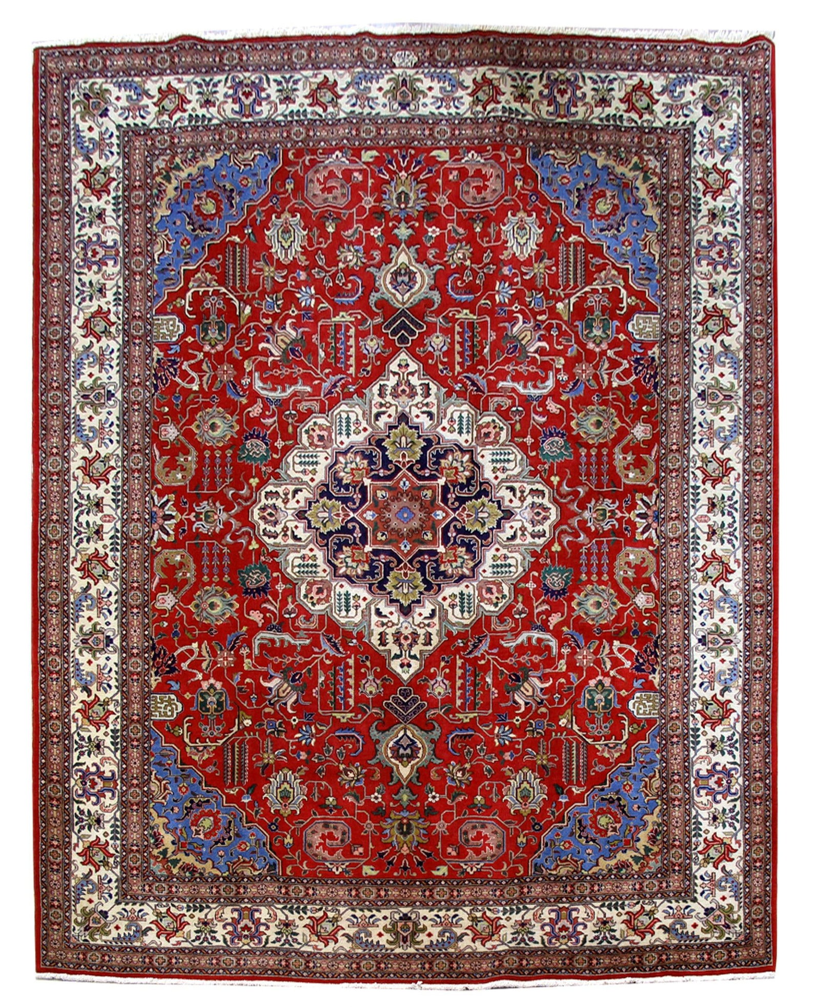 Handmade Red Persian Tabriz Rug 9'8 x 12'6 Elegant Design (1 of 6)