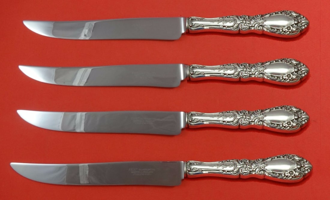 Prince Eugene by Alvin Sterling Silver 4pc Steak Knife Set Texas Sized (1 of 1)