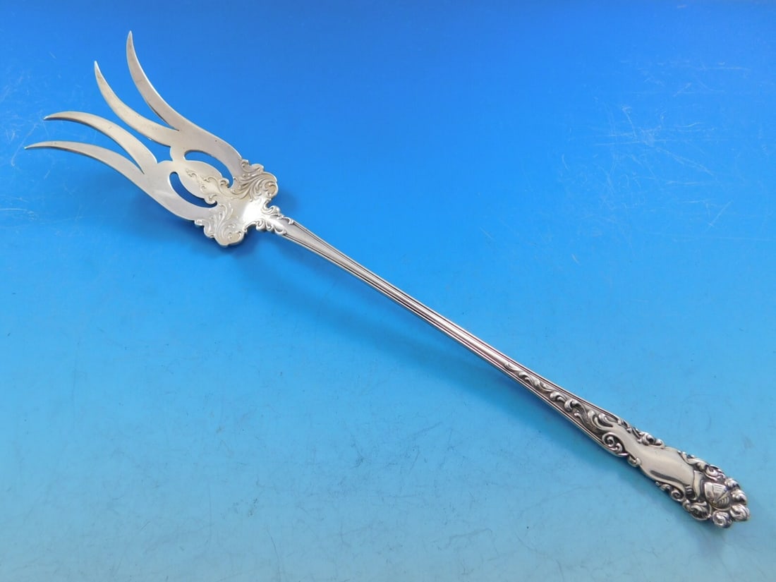 Alvin Edward VII Sterling Silver Pierced Lettuce Fork 9 3/8in (1 of 5)