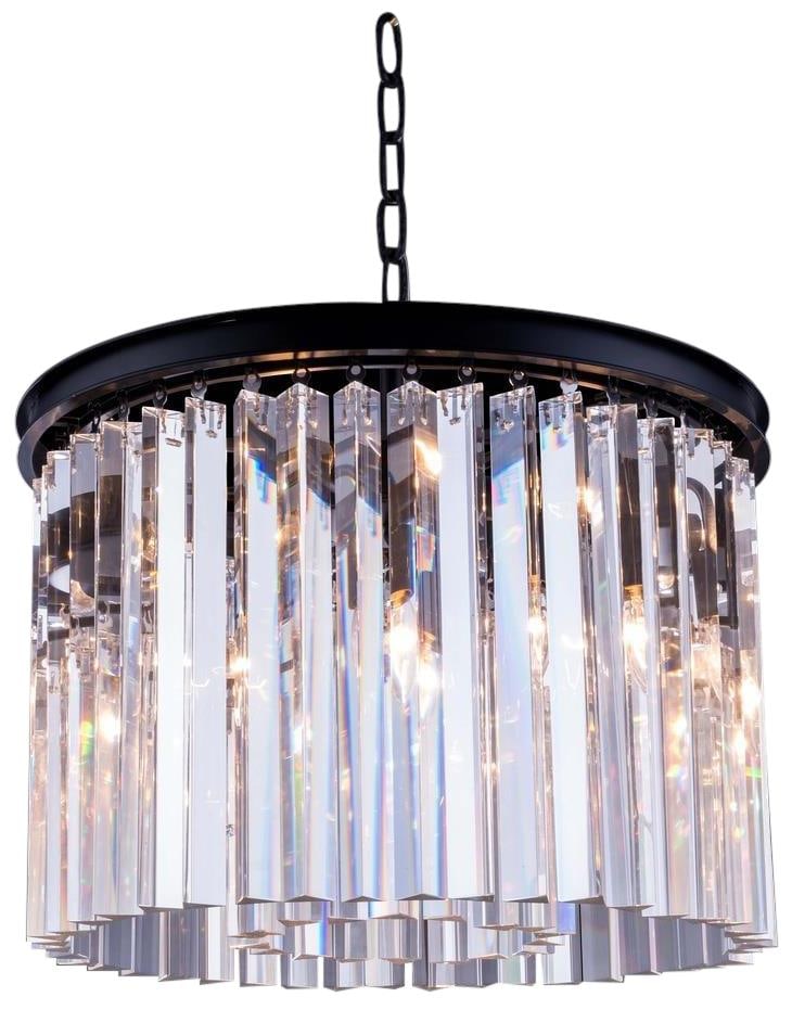 Elegant Lighting Sydney Pendant Lamp Matte Black with Royal-Cut Crystals (1 of 1)