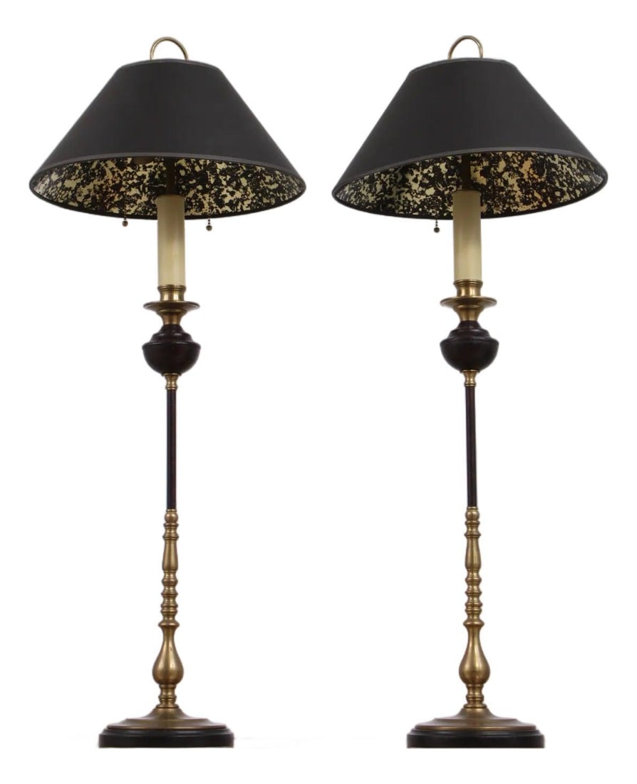 Pair of Brass Candlestick Table Lamps Visual Comfort (1 of 10)