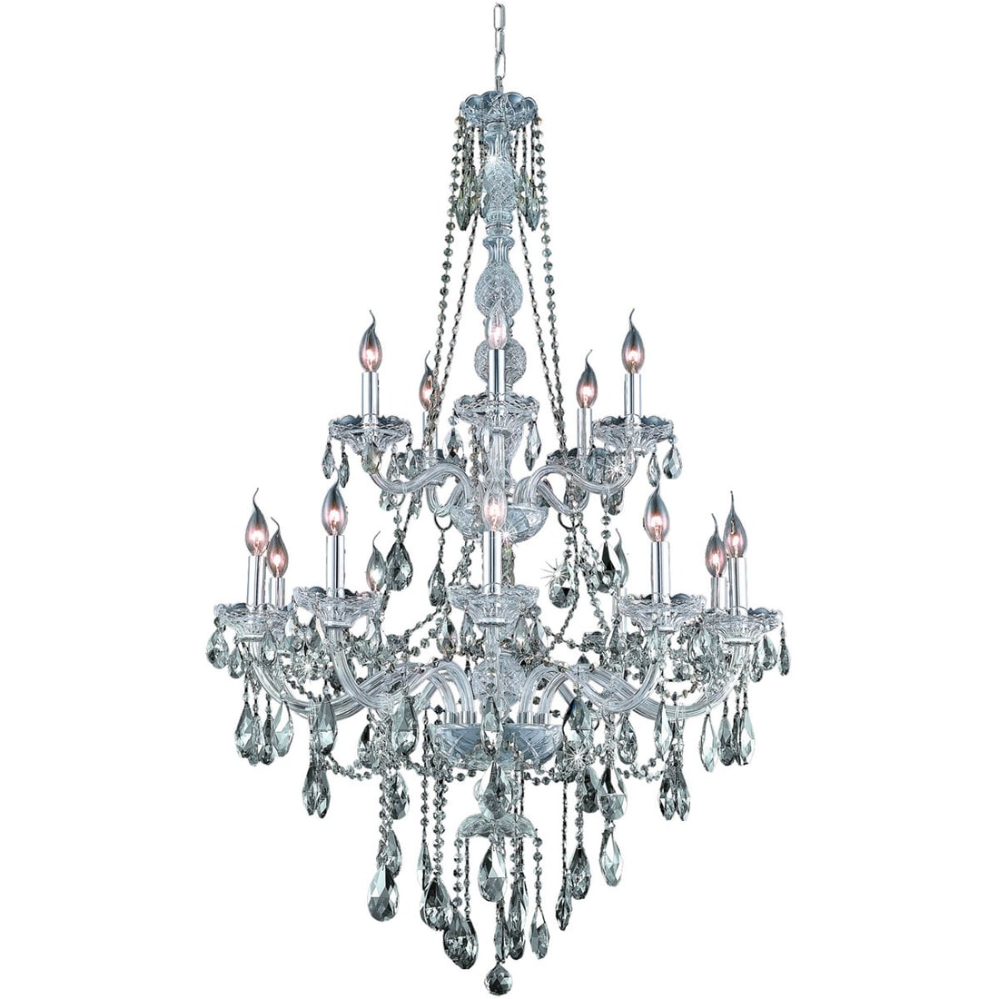 Verona 15-Light Chrome Foyer Chandelier with Golden Teak Crystals (1 of 2)