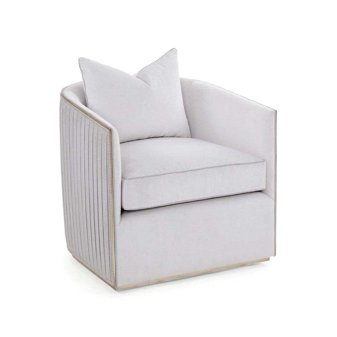 John-Richard Sonoma Swivel Chair Burnished Silver Fabric Transitional Style: John-Richard Sonoma Swivel Chair Burnished Silver Fabric Transitional Style The Stylish Sonoma Swivel Chair features a contemporary design with a burnished silver finish, making it a perfect addition 