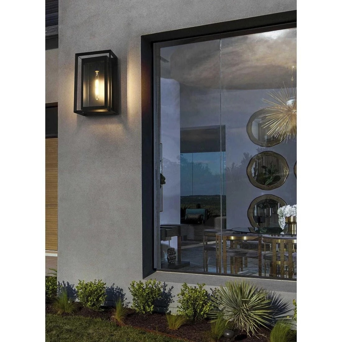 Etting Black Iron Glass Outdoor Wall Sconce 16 Inch (1 of 9)