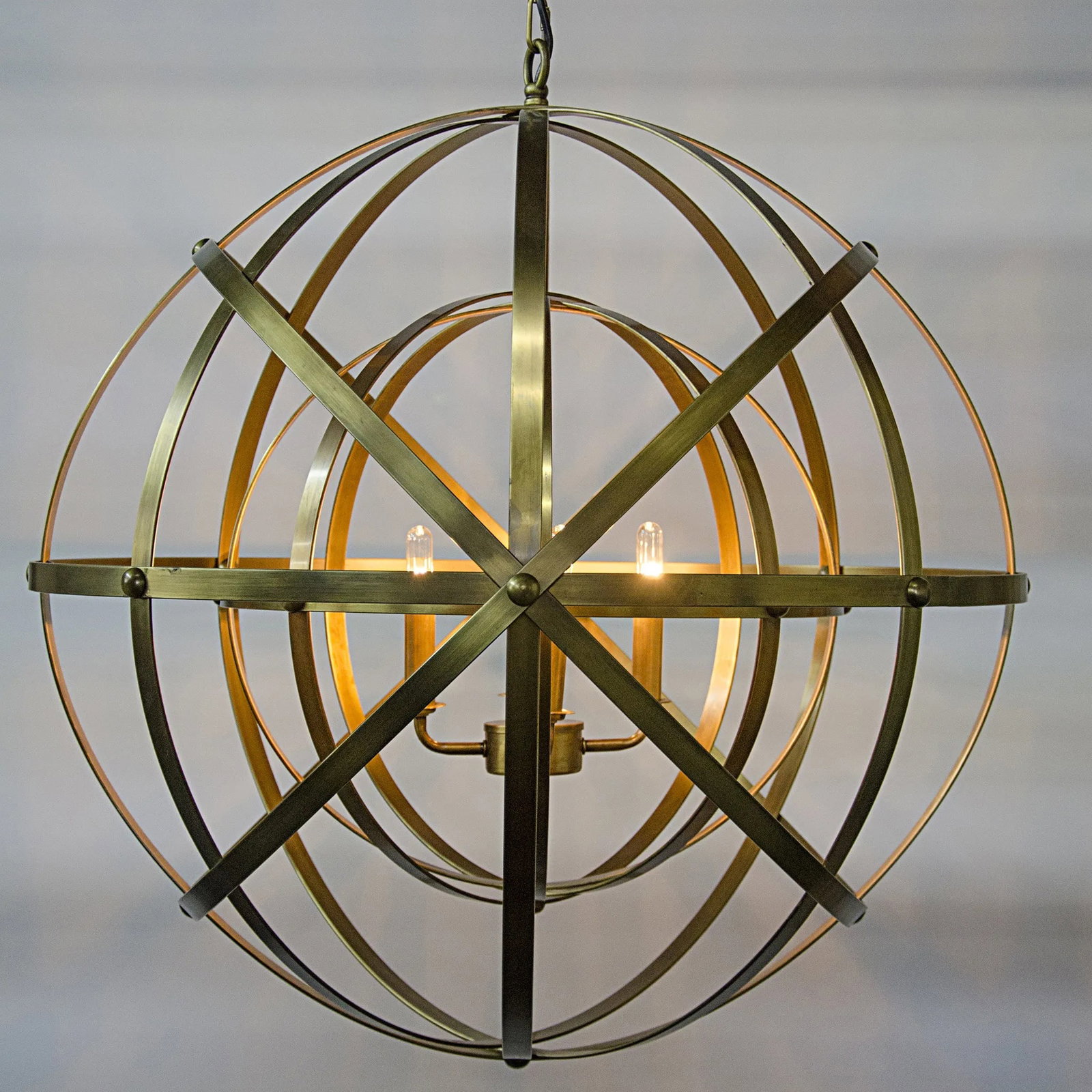 Alchemy Bowl Chandelier by Noir Industrial Brass 27x27x27 (1 of 1)