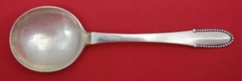 Georg Jensen Beaded Sterling Silver Bouillon Soup Spoon 5 5/8" (1 of 2)
