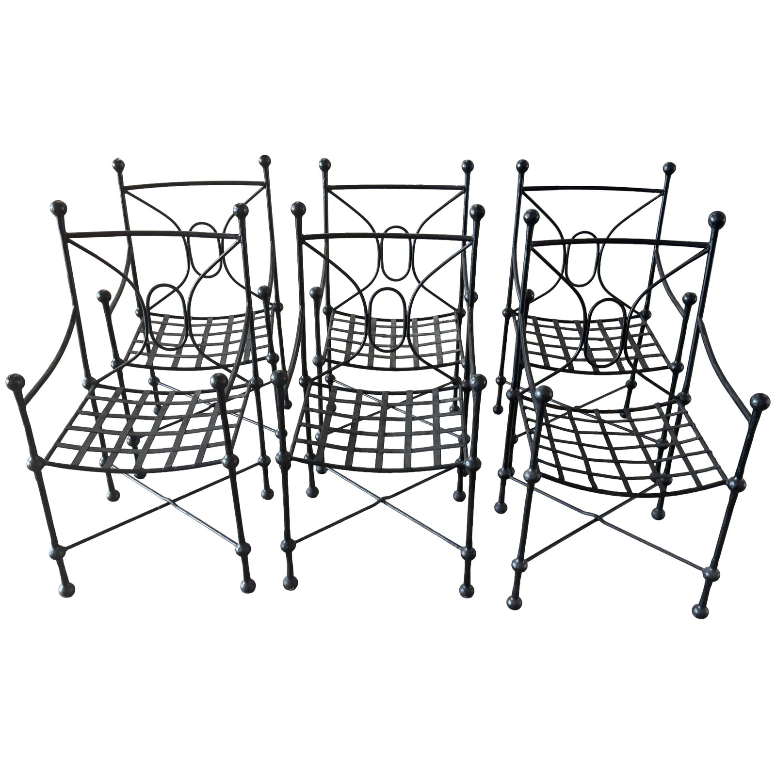 Set of 6 Mario Papperzini Italian Wrought Iron Armchairs 1960s (1 of 11)