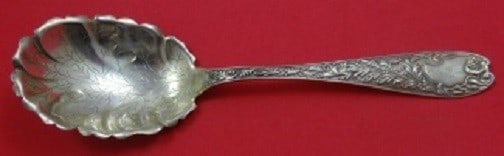 Knowles Aeolian Sterling Silver Berry Spoon 8.5" with Leaf Design (1 of 1)
