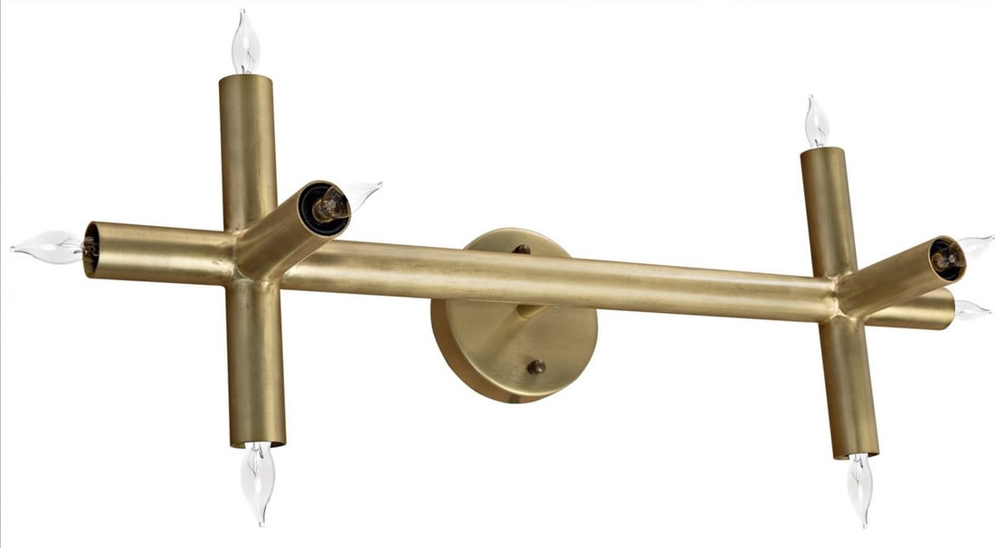 Noir Salome Brass Wall Sconce English Traditional 9H 25W 8D: Noir Salome Brass Wall Sconce English Traditional 9H 25W 8D Illuminate your space with this Elegant Antique Style Brass Wall Sconce, designed in a charming vintage aesthetic. Crafted from industrial s
