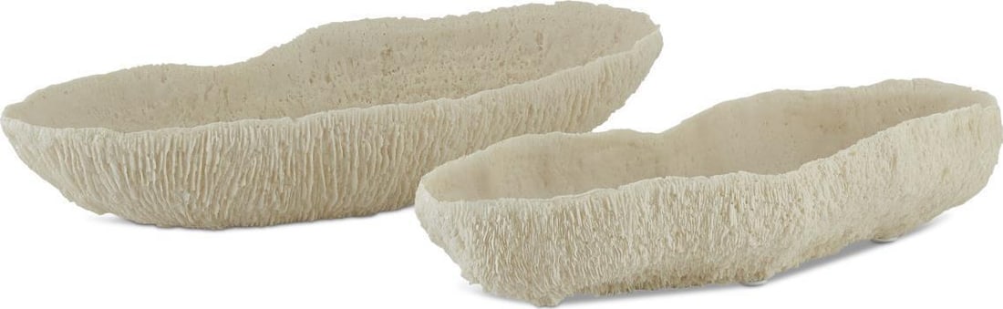Currey Island Collection Coral Tray Set Coastal Style Resin Ivory Finish (1 of 2)