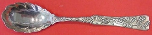 Tiffany & Co. Vine Sterling Silver 7 Inch Preserve Spoon Raspberry Motif: Tiffany & Co. Vine Sterling Silver 7 Inch Preserve Spoon Raspberry Motif This exquisite preserve spoon from the Vine pattern by Tiffany & Co. showcases a stunning raspberry motif and features a beauti