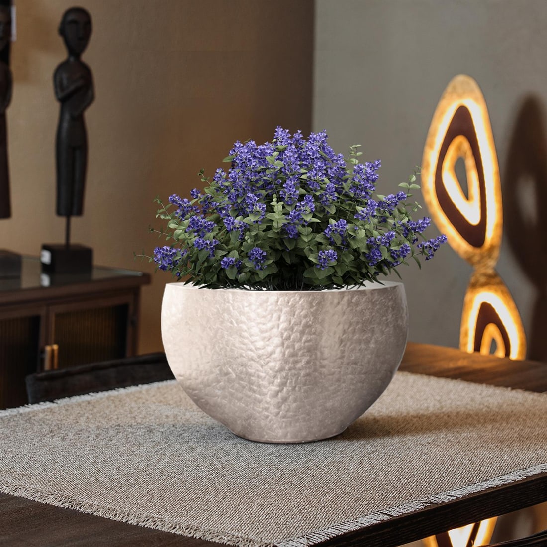 Howard Elliott Espen Oval Bowl Aluminum Hammered Matte Finish (1 of 11)