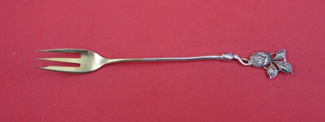 Sterling Silver Cocktail Fork by Shiebler Gold Wash Nutmeg Finial 6.75 Inch (1 of 2)