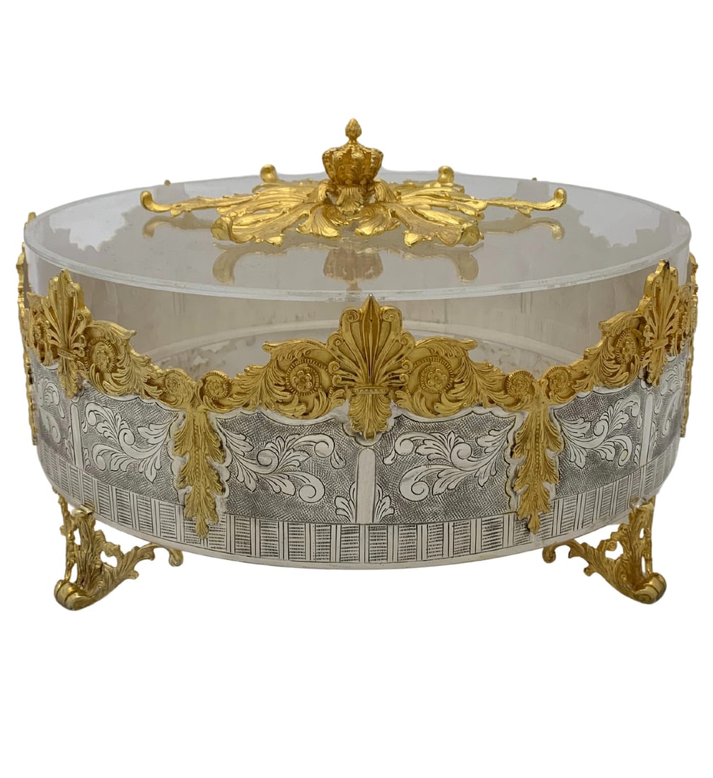 Gilded 925 Sterling Silver Handmade Crown Matzah Holder (1 of 4)