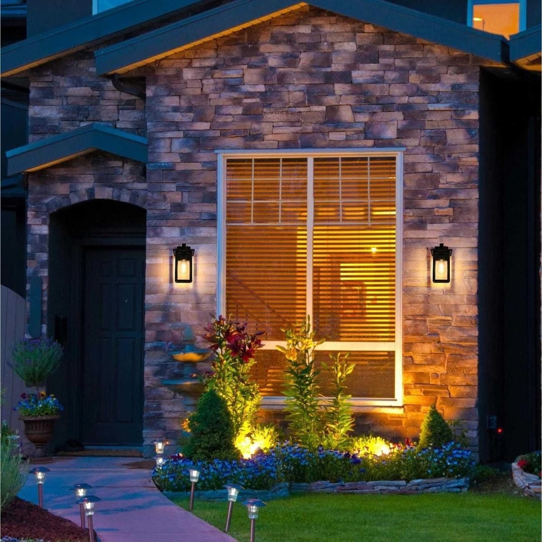 Black Iron Glass Outdoor Wall Sconce Melvale 12.5 inch (1 of 9)
