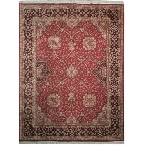 7.8 x 10 Handwoven Lavar Wool Silk Area Rug Burgundy (1 of 6)