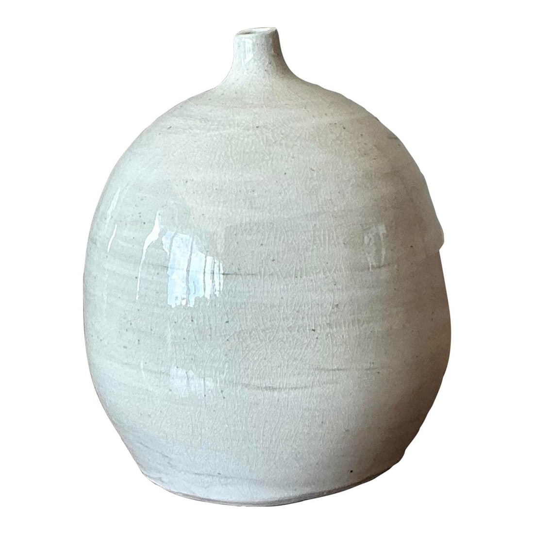 Handcrafted White Spherical Ceramic Bud Vase with Textured Glaze (1 of 6)