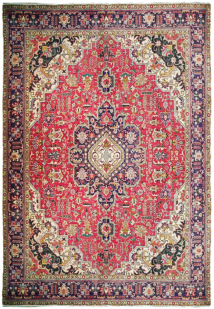 Handcrafted 9'9 x 13'2 Red Semi Antique Persian Tabriz Rug (1 of 6)