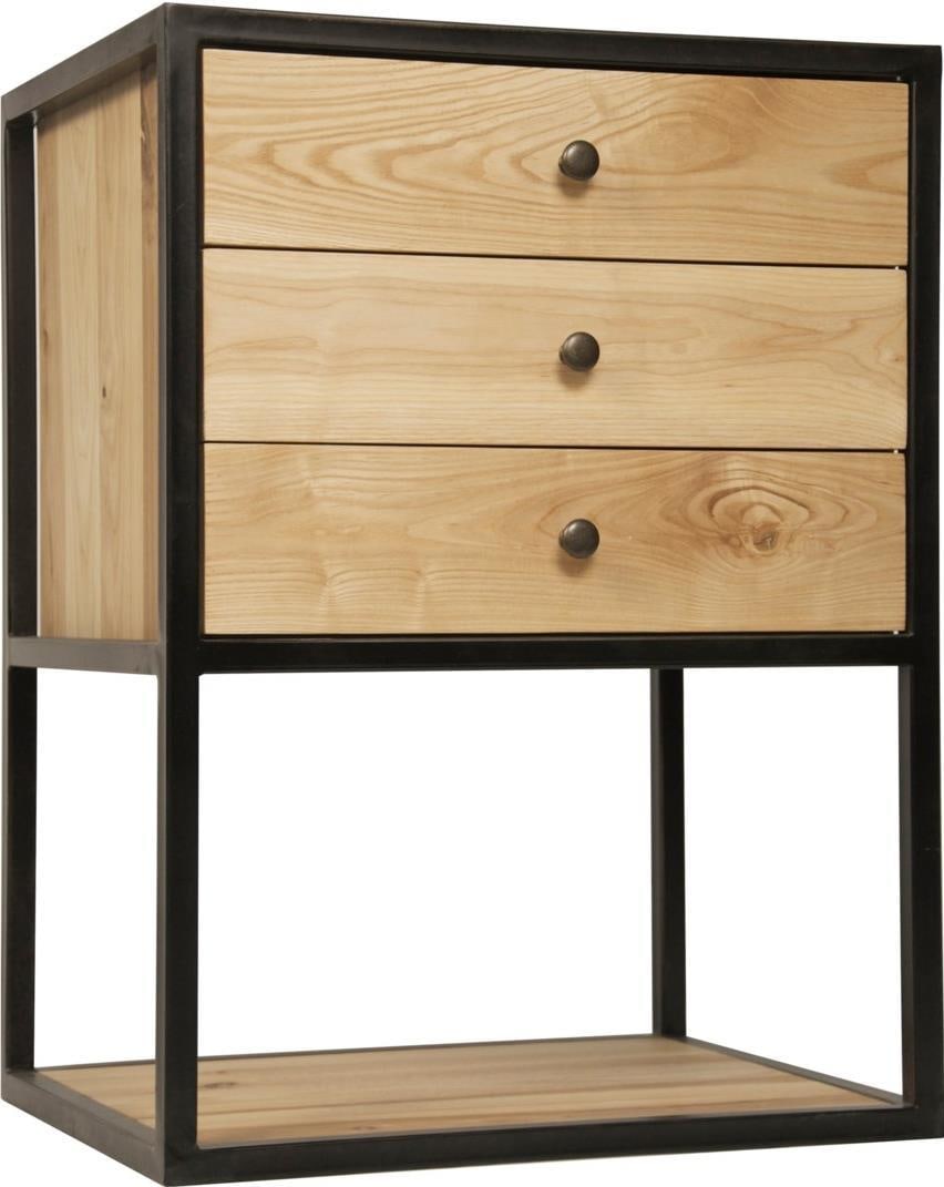 Noir Pearce Industrial Steel Side Table Elm Finish 27H 20W 16D (1 of 1)