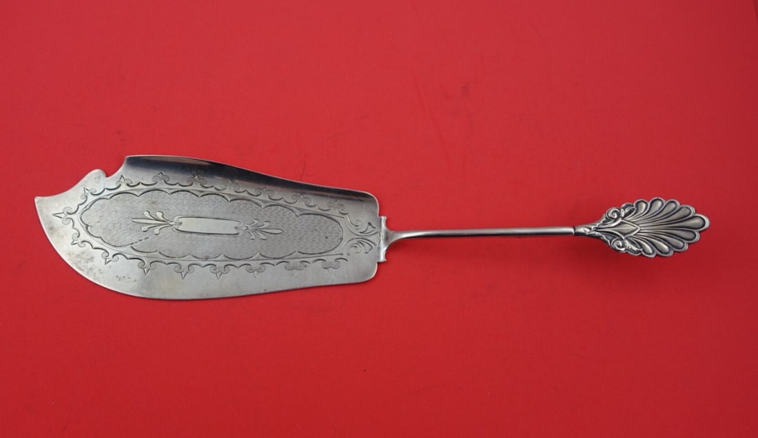 Grecian Gorham Coin Silver Fish Server 11 3/4" Vintage Brite-Cut (1 of 3)