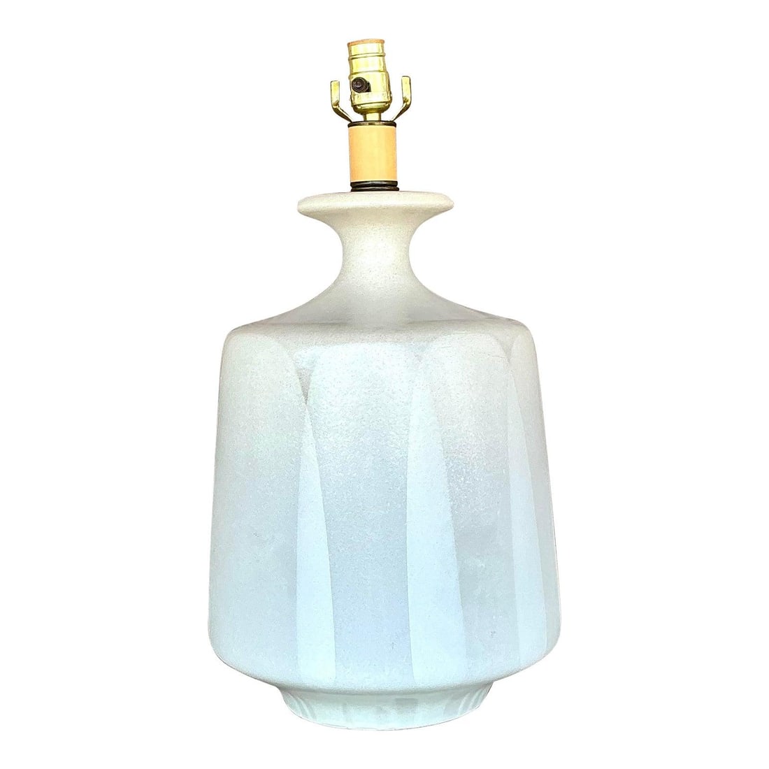 Vintage Mid-Century Light Gray Ceramic Textured Table Lamp (1 of 10)
