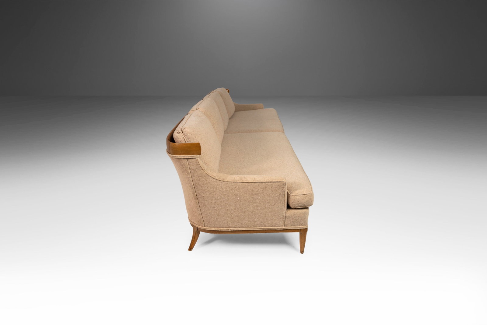 Erwin Lambeth 1960s Mid-Century Modern 4-Seat Sofa Cream Fabric Oak Detailing (1 of 10)