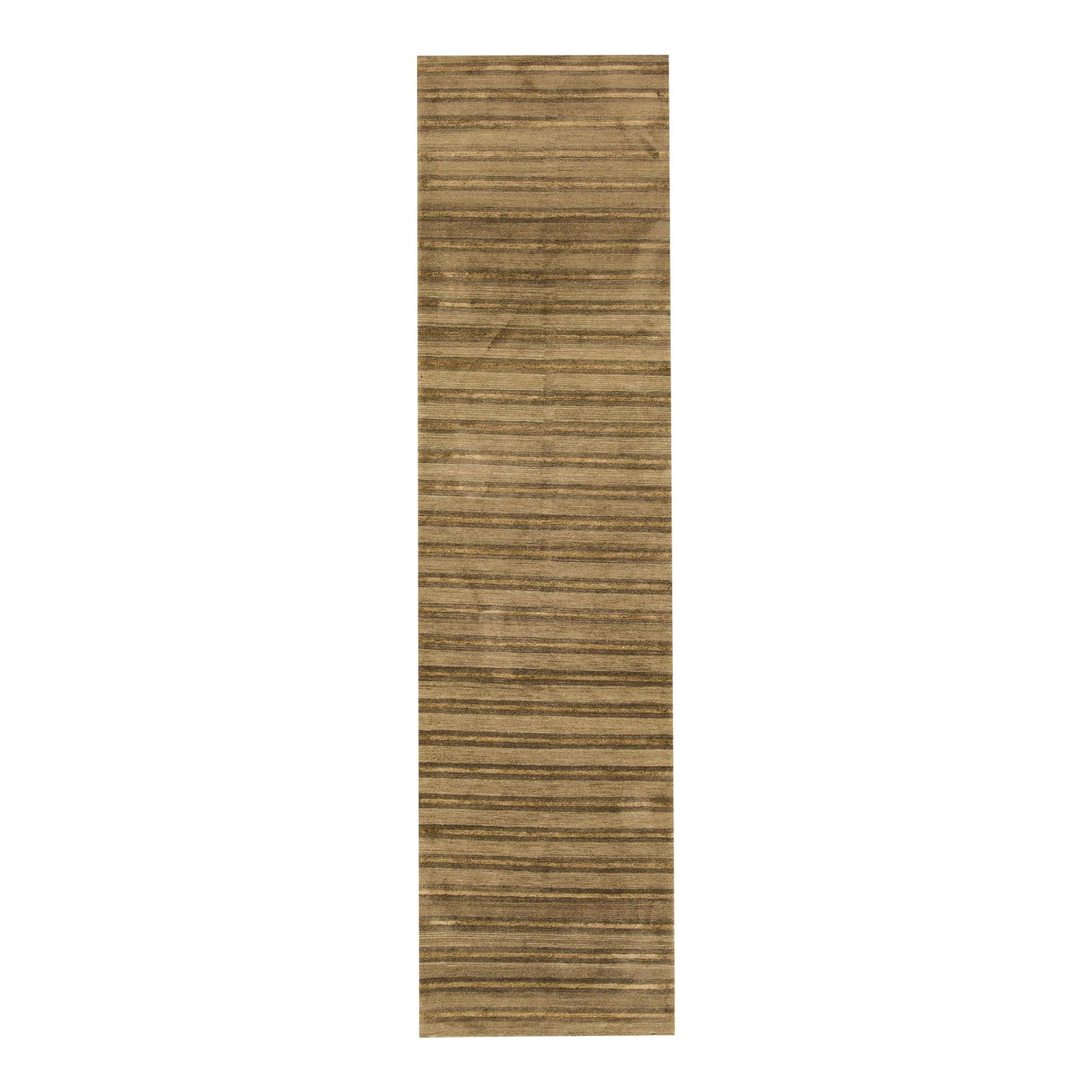 Shakti Handmade Tan Striped Wool Runner 3'11" x 12'11" (1 of 9)