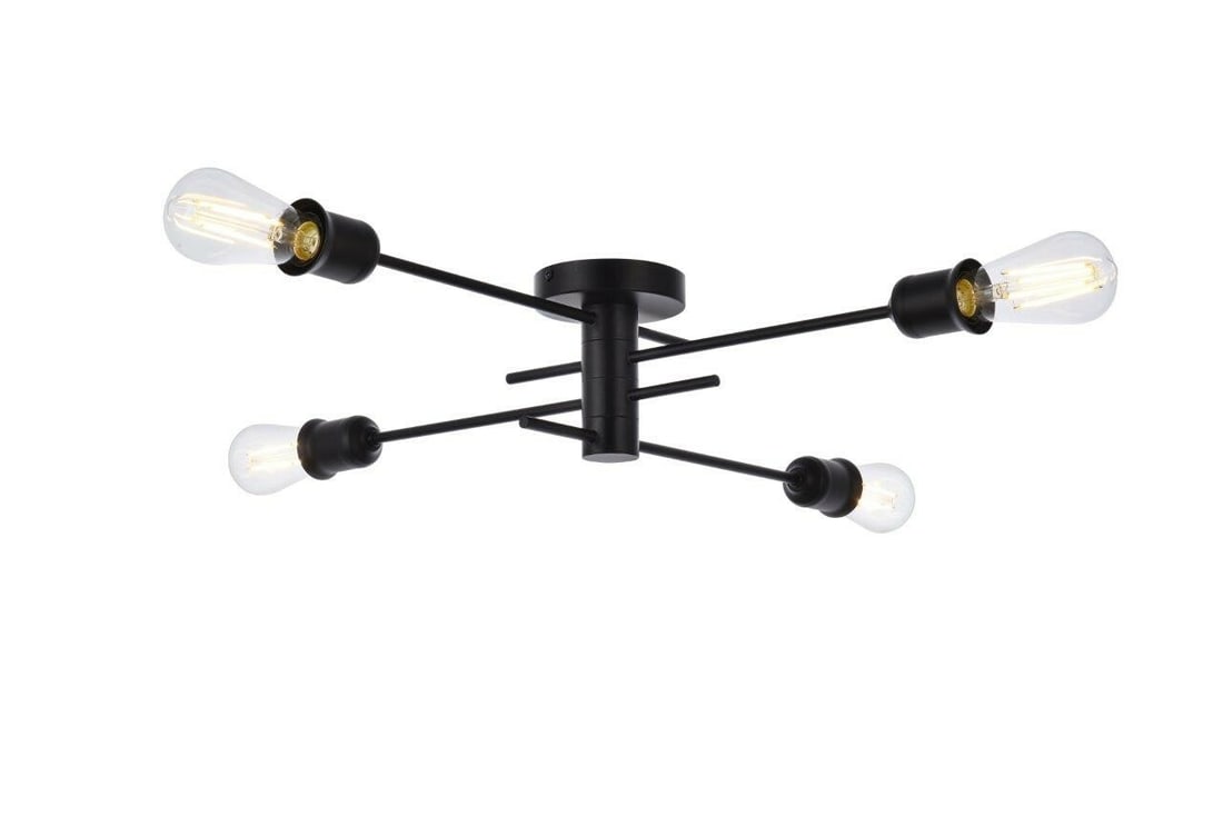 Xavier Black 4 Light Semi Flush Chandelier 26 Inch: Xavier Black 4 Light Semi Flush Chandelier 26 Inch This modern semi flush mount chandelier features a sleek black finish and accommodates four lights, providing versatile illumination for various indo