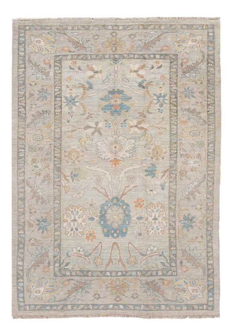 Contemporary Hand-Knotted Sultanabad Wool Rug 6'5 x 9' Light Gray (1 of 10)