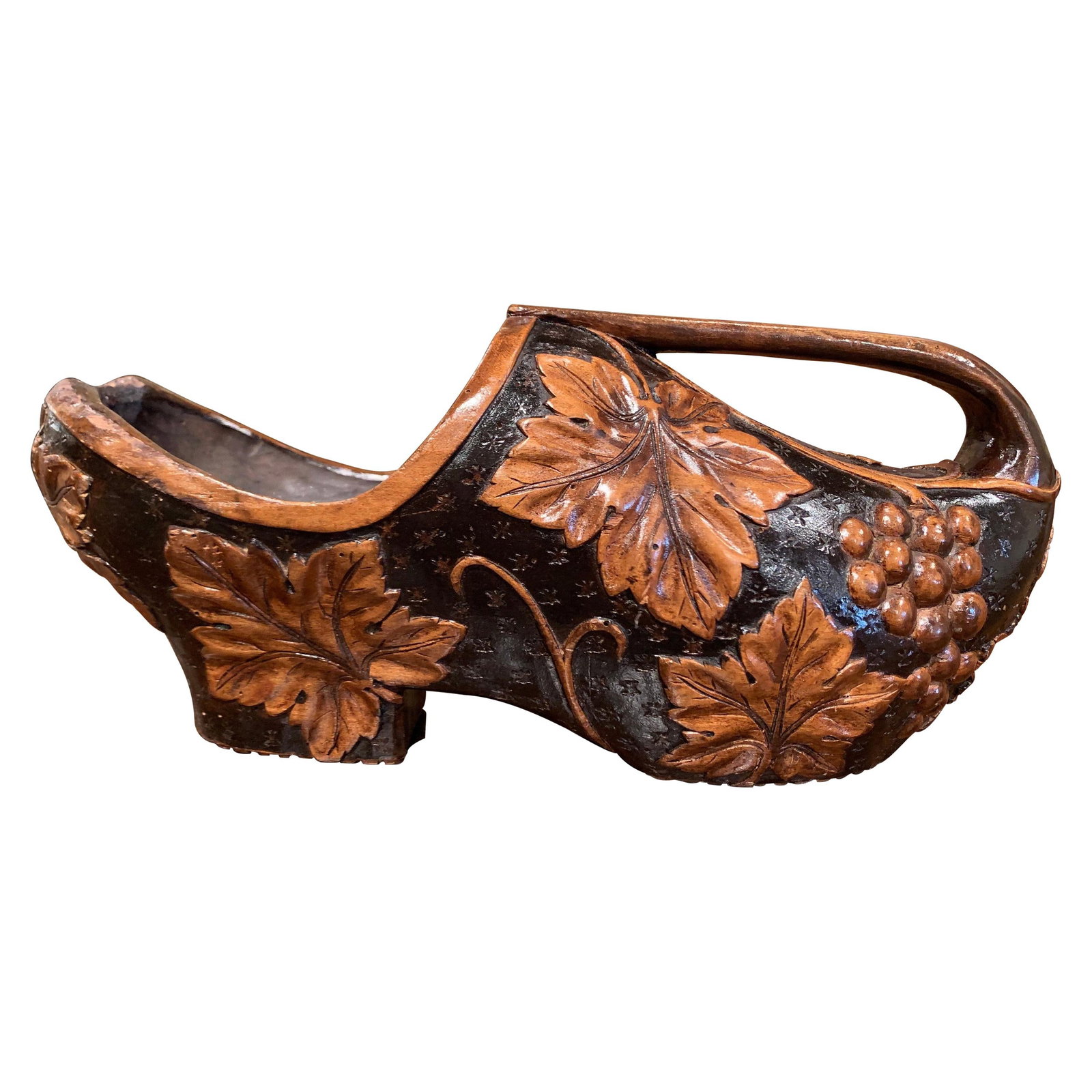 French Walnut Clog Wine Bottle Holder Black Forest Style (1 of 9)