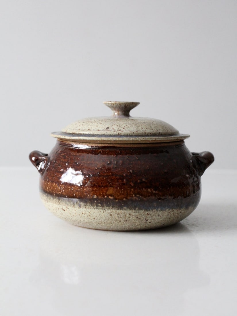 Handmade Vintage Studio Pottery Lidded Serving Bowl Signed Artisan (1 of 12)