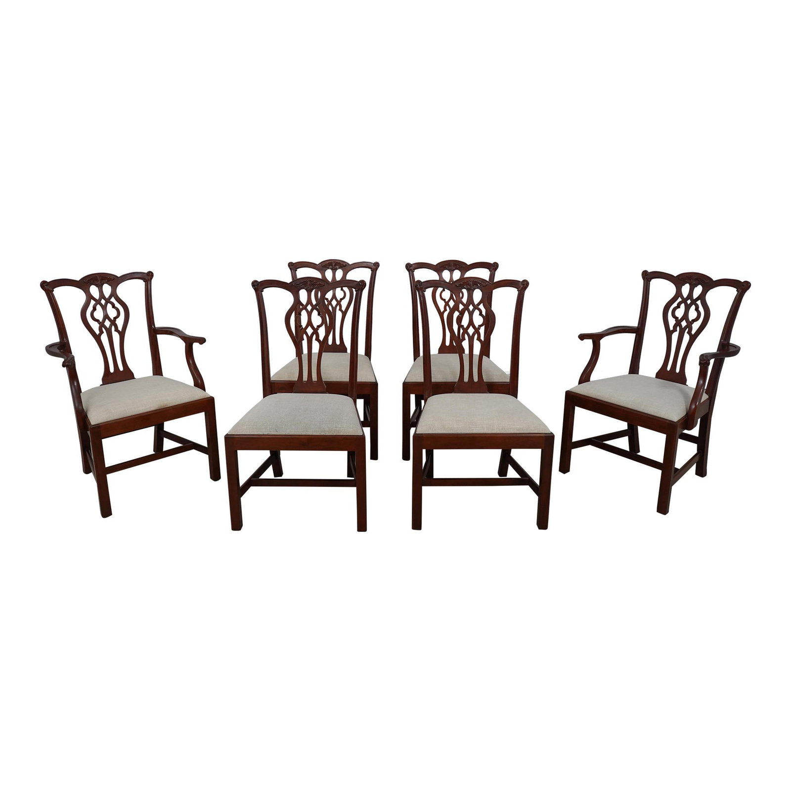 Set of 6 Stickley Chippendale Mahogany Dining Chairs C.2014: Set of 6 Stickley Chippendale Mahogany Dining Chairs C.2014 Elevate your dining experience with this exquisite set of 6 Stickley Chippendale Mahogany Dining Room Chairs, crafted circa 2014. Featuring 