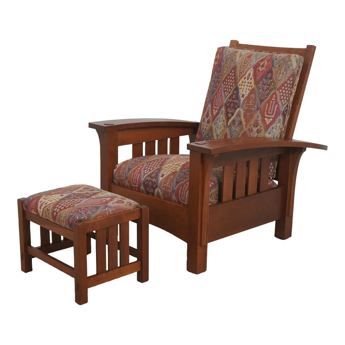 Mission Style Cherry Morris Chair with Ottoman Arts and Crafts Peg Construction (1 of 10)