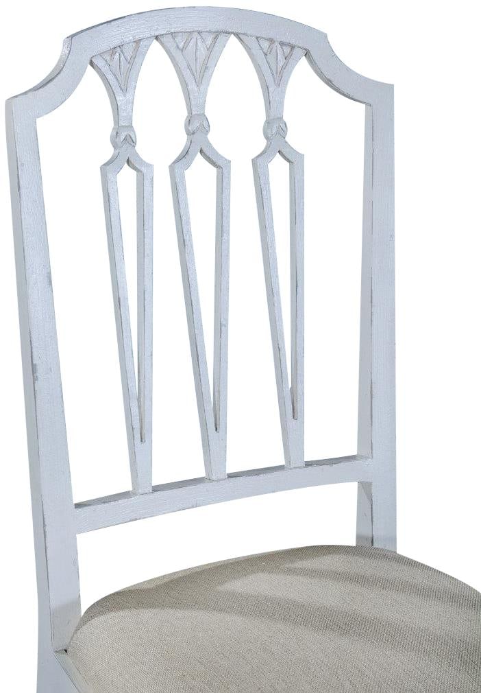 Uptown White Dining Chair with Pierced Backsplat: Uptown White Dining Chair with Pierced Backsplat Introducing the Uptown Stylish Dining Chair, a perfect blend of antique charm and contemporary design. This side chair features a beautifully pierced b