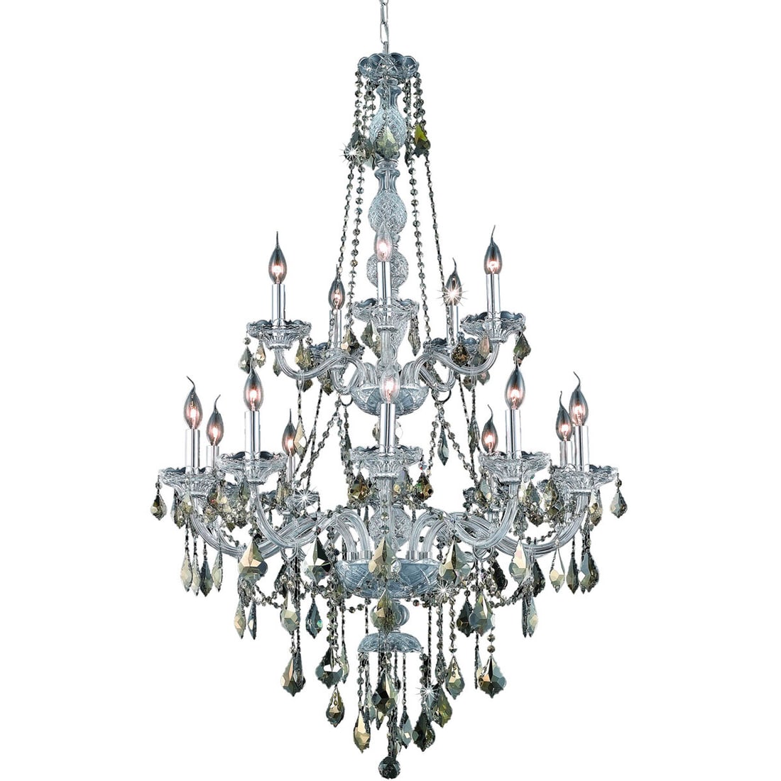 Verona 15-Light Chrome Foyer Chandelier with Golden Teak Crystal (1 of 2)