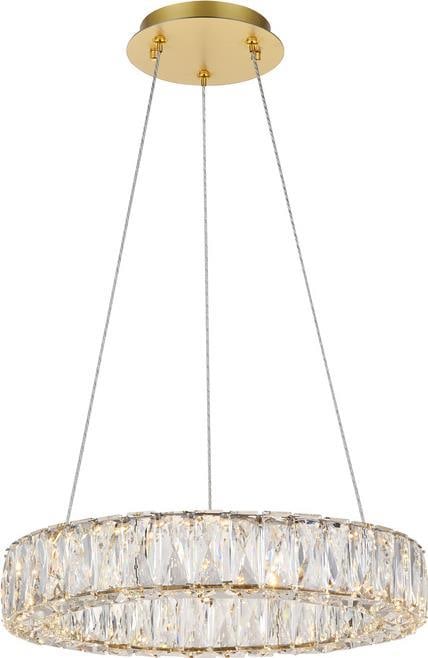 Elegant Lighting Monroe Collection Gold Crystal Pendant Light: Elegant Lighting Monroe Collection Gold Crystal Pendant Light Illuminate your space with the Monroe Collection Luxury Gold Crystal Light, designed to add a touch of elegance to any room. This
