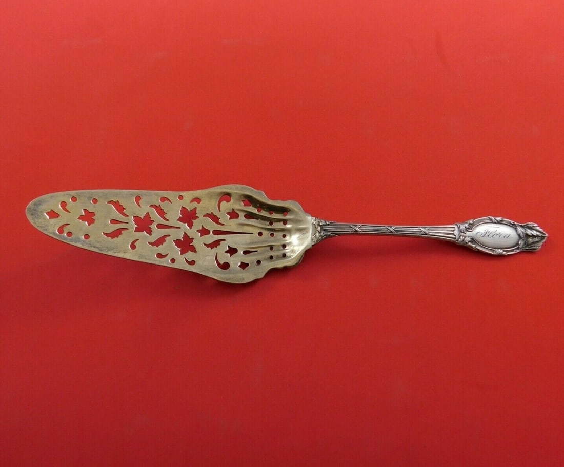 International Sterling Silver Abbottsford Jelly Cake Server 8 1/8" Gold Wash (1 of 2)