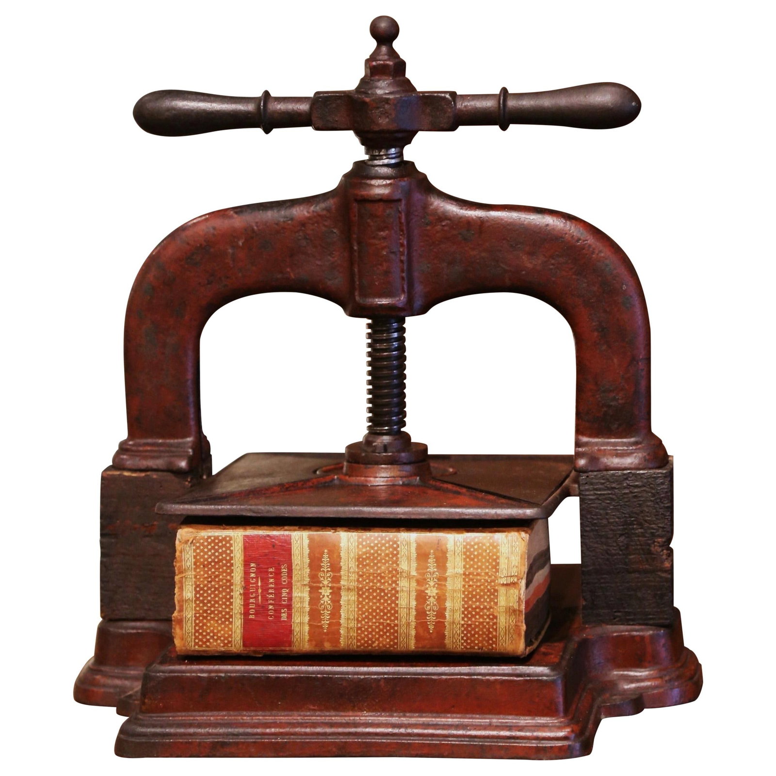 French wrought iron bookbinding press with included book circa 1860 (1 of 11)