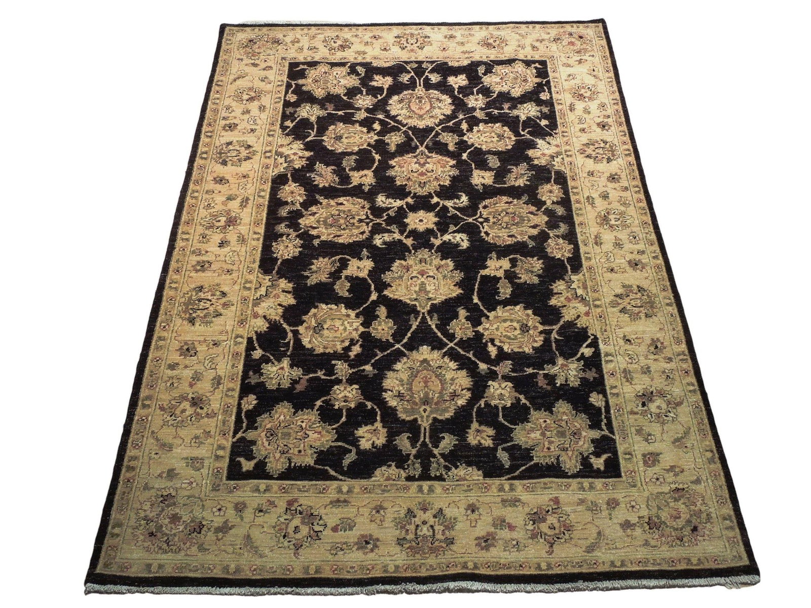 5'8 x 8'11 Black Vegetable Dyed Chobi Handmade Rug: 5'8 x 8'11 Black Vegetable Dyed Chobi Handmade Rug Free continental US Shipping Enhance your living space with this exquisite Black Vegetable Dyed Chobi Rug, measuring 5' 8" x 8' 11". Handwoven by ski