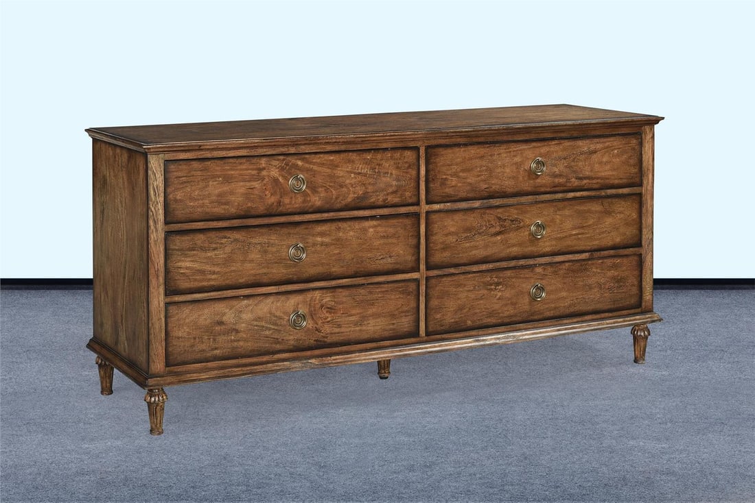 Milano Six Drawer Dresser Rustic Pecan Finish: Milano Six Drawer Dresser Rustic Pecan Finish The Milano Six Drawer Dresser combines spacious storage with elegant design, making it a perfect addition to any bedroom. It features a beautiful Rustic P