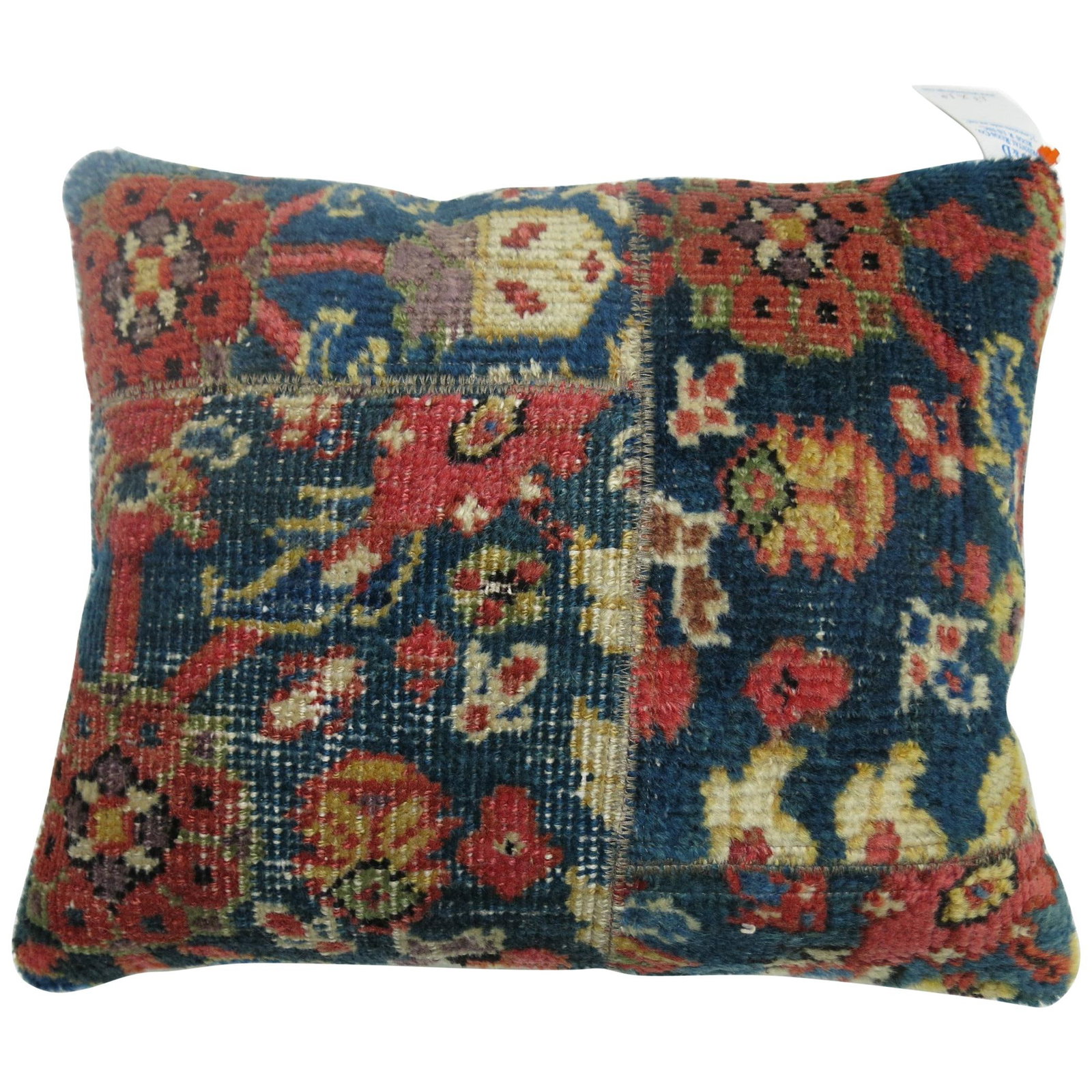 Hand Knotted Wool Persian Mahal Pillow 15 x 18: Hand Knotted Wool Persian Mahal Pillow 15 x 18 This decorative pillow is crafted from a 20th century Persian Mahal rug and features a hand-knotted wool construction. The pillow showcases a Federal sty