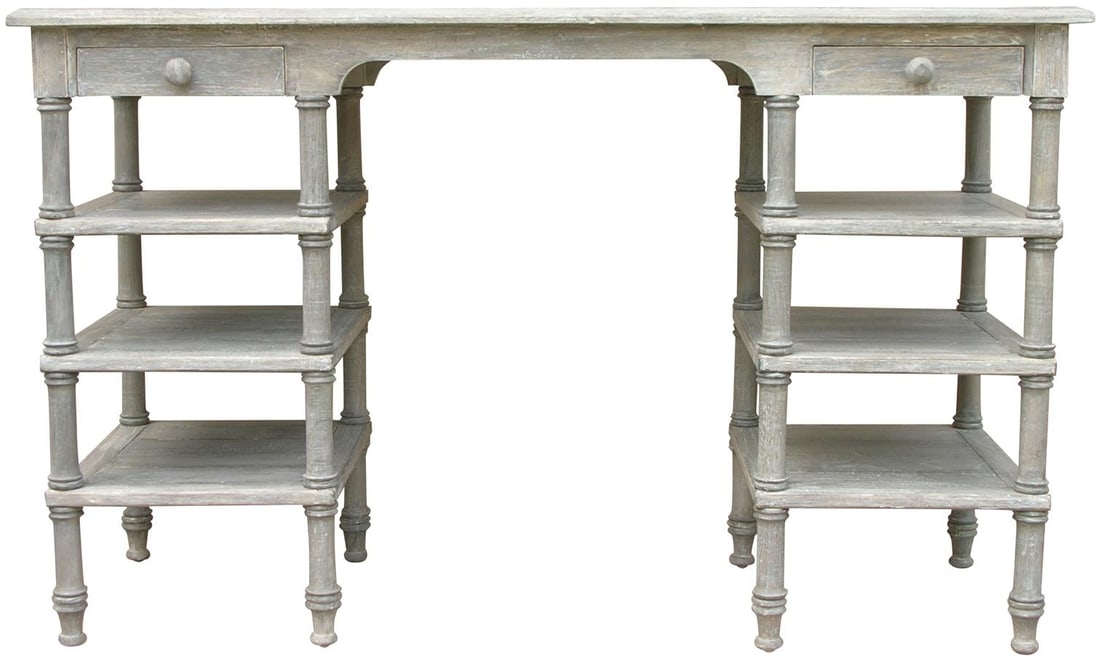 Trade Winds Riverwash Console Desk Transitional Style 59": Trade Winds Riverwash Console Desk Transitional Style 59" Introducing the Functional Style Adjustable Riverwash Desk, a perfect blend of vintage charm and modern functionality. This console desk featu