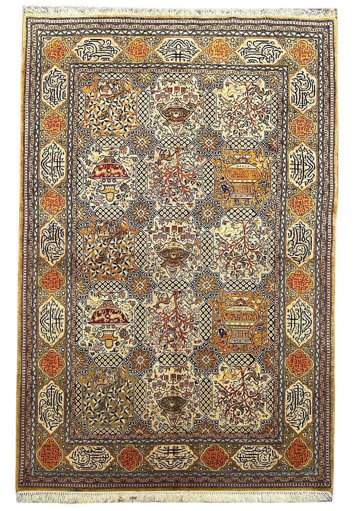 5.5x8.5 Multi-Color Persian Tabriz Handmade Rug from Iran: 5.5x8.5 Multi-Color Persian Tabriz Handmade Rug from Iran Free continental US Shipping Enhance your home decor with this exquisite 5.5 x 8.5 Multi-Color Persian Tabriz Rug, handcrafted by skilled Pers