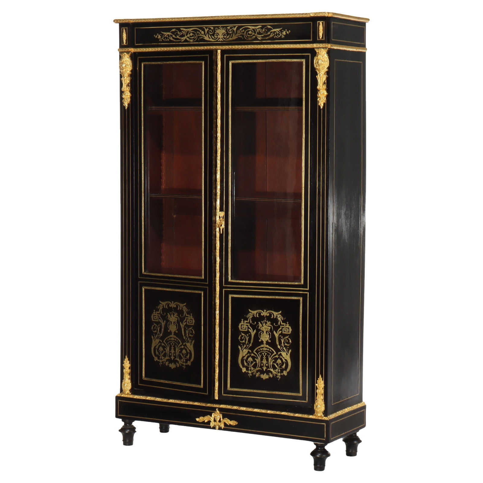 Louis XVI Style Ebonized Gilt Bookcase with Ormolu Mounts 20th Century (1 of 13)