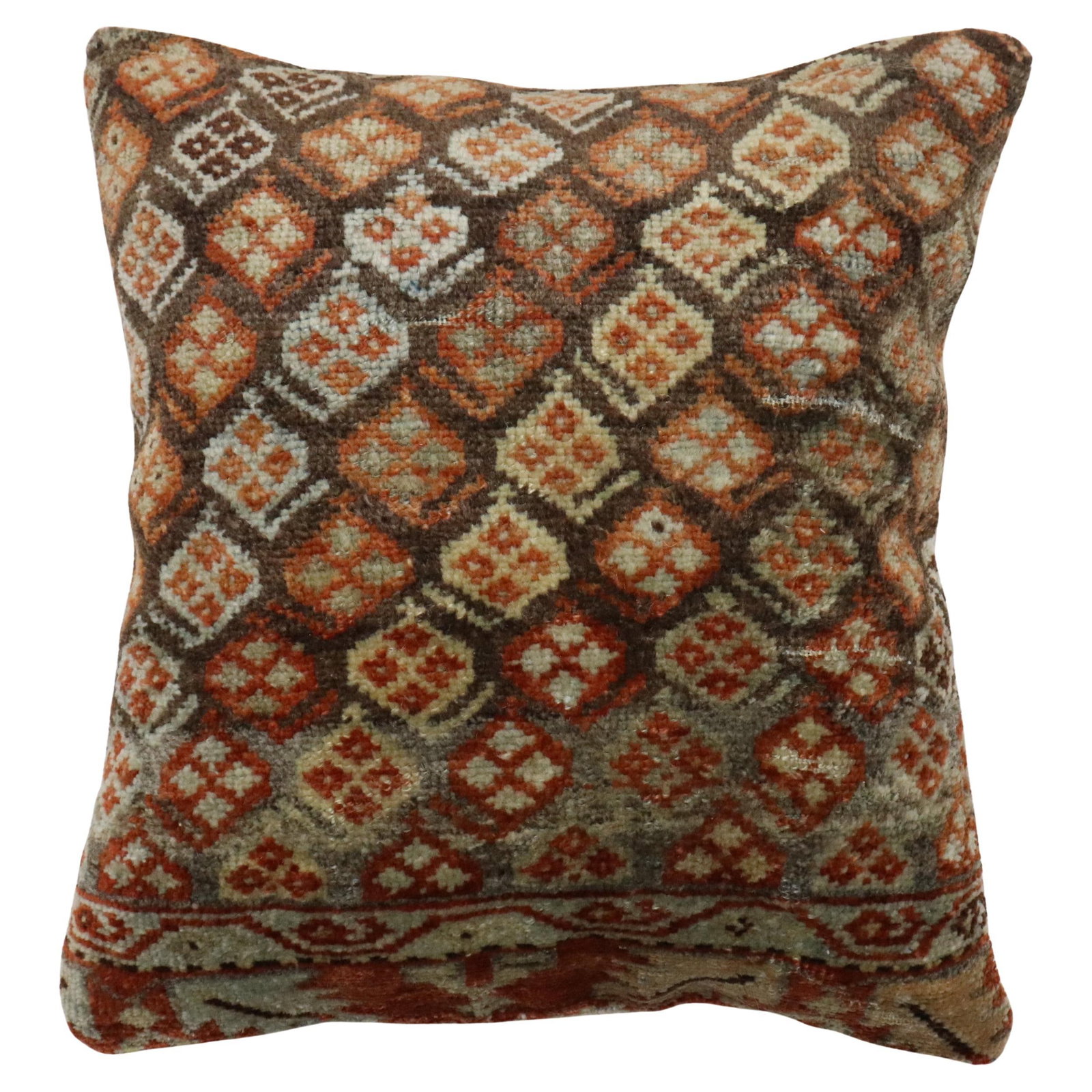 Antique Persian Kurd Rug Bolster Pillow Tribal Design Wool 11 x 18: Antique Persian Kurd Rug Bolster Pillow Tribal Design Wool 11 x 18 This exquisite bolster pillow is crafted from an early 20th-century Antique Persian Kurd Rug, showcasing a rich tribal style that add