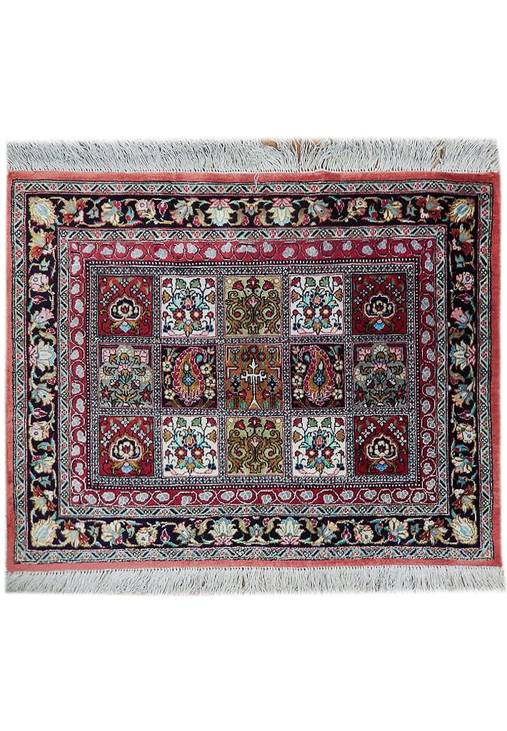 Persian Qum Silk Fine Rug 1.10 x 2.6 Feet 500 KPSI Hand-Knotted: Persian Qum Silk Fine Rug 1.10 x 2.6 Feet 500 KPSI Hand-Knotted Free continental US Shipping Indulge in the opulence of this Persian Qum Silk Fine Rug, meticulously handcrafted with sumptuous silk and