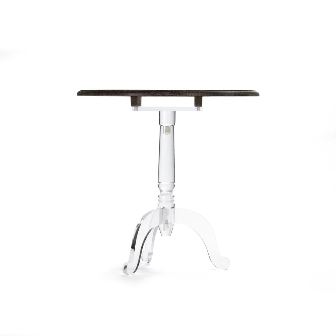 Zentique Chocolate Acrylic Side Table Transparent Finish 30.75H: Zentique Chocolate Acrylic Side Table Transparent Finish 30.75H Enhance your living space with this stylish Chocolate Acrylic Side Table, designed to blend functionality with modern aesthetics. This p
